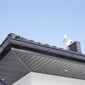 Dark colored gutters on home exterior