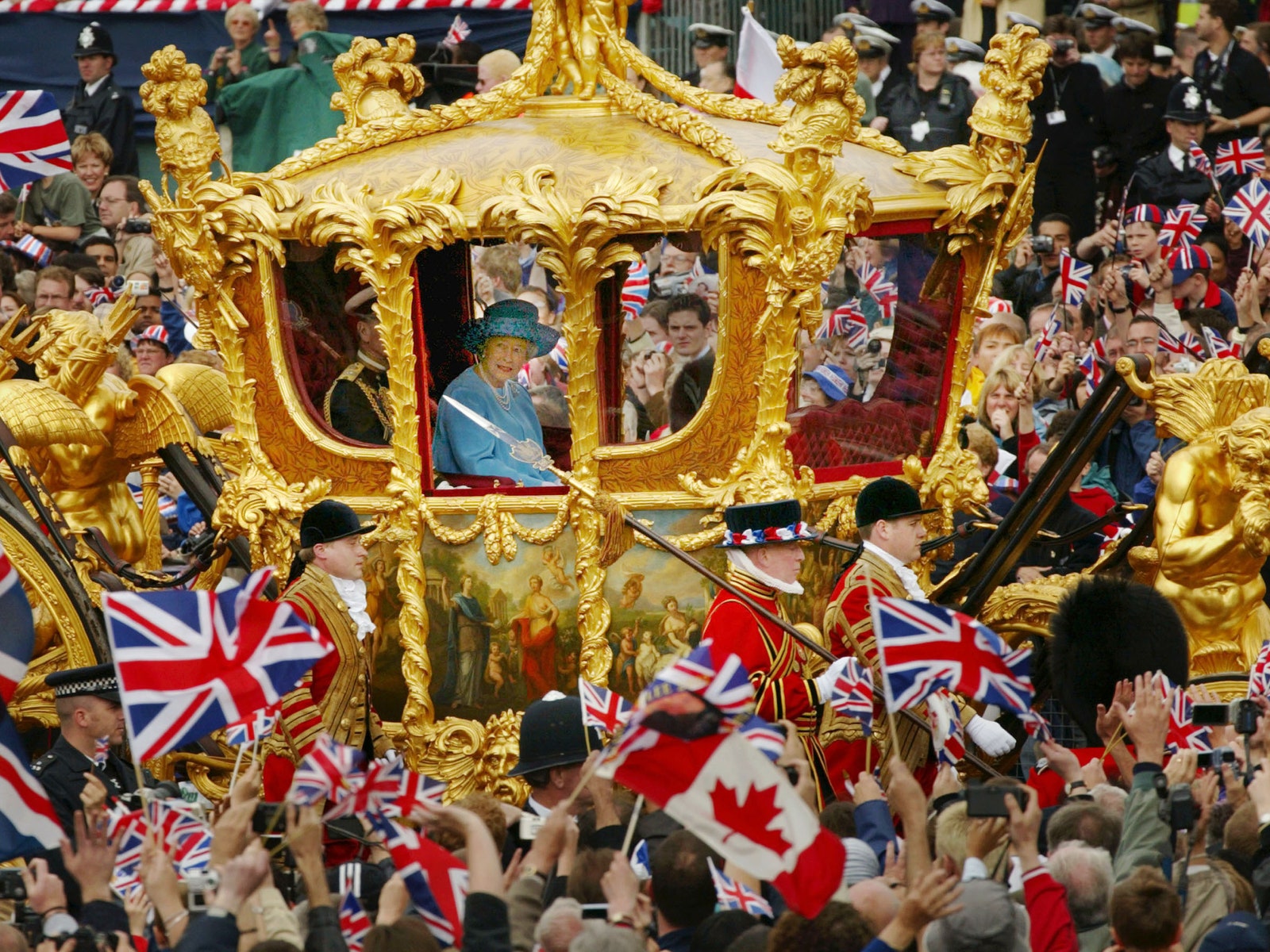 Queen Elizabeth celebrating her Golden Jubilee on June 4 2002 in London.