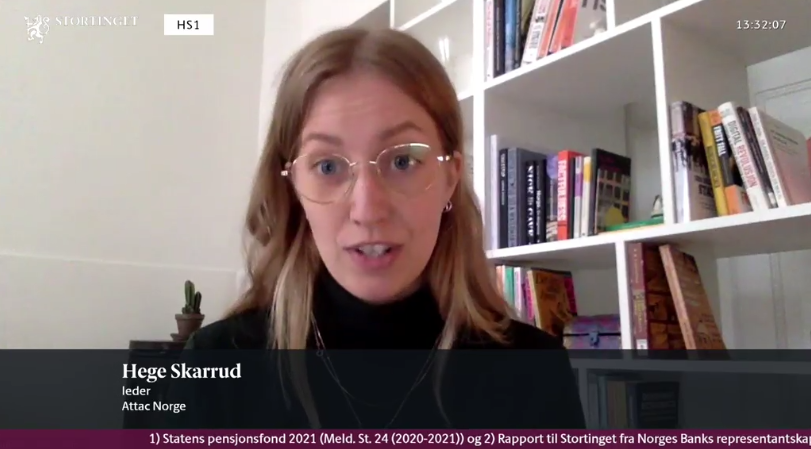 Hege Skarrud deltar i høringen digitalt