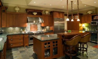 Modern kitchen with a tile floor