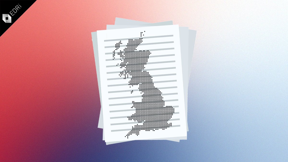 UK’s map is showing against a pile of documents. The background has the UK’s flag colors.