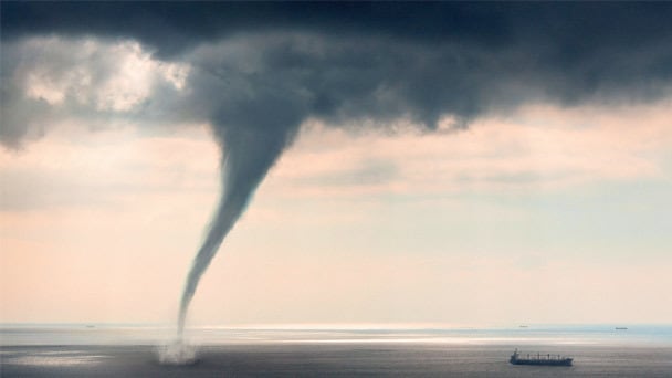 Water spout with ship