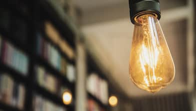 A close up of an incandescent lightbulb