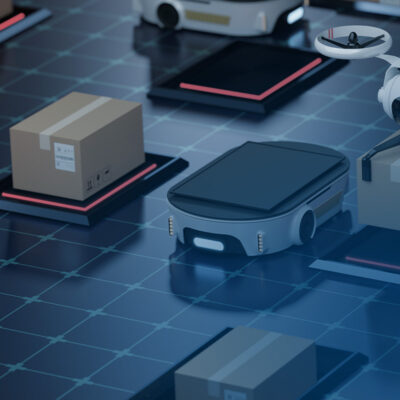 Small automonmous vehicles in motion for use in deliveries, warehouse management.