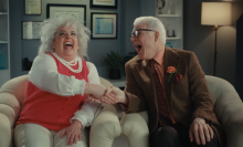 Aidy Bryant and Steve Martin appear together in a "Saturday Night Live" sketch.