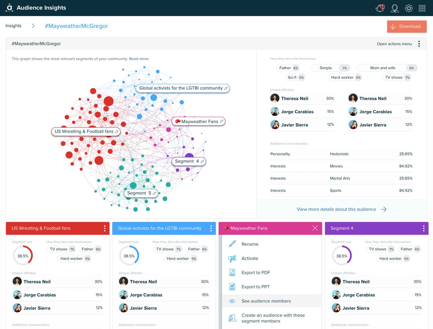 Audiense Insights resume view