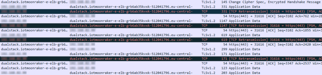 Wireshark shows TLS traffic.