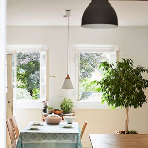 A home with pendant lights