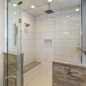 Steam shower with glass enclosure