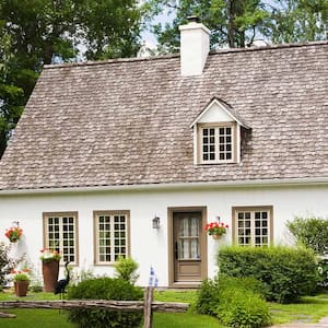 Wood shingles on country house