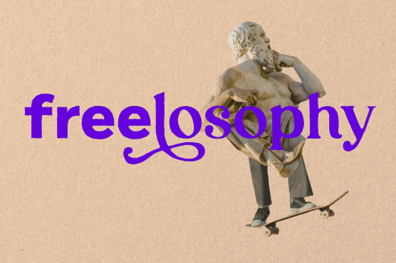 Illustration von griechischer Statue auf Skateboard