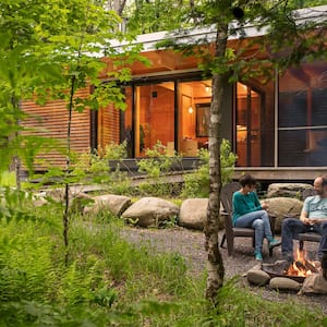 A wooden house in nature 