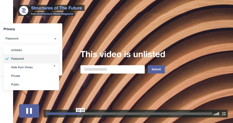 Password required unlisted Vimeo video