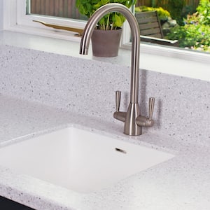 Kitchen with recycled glass countertops