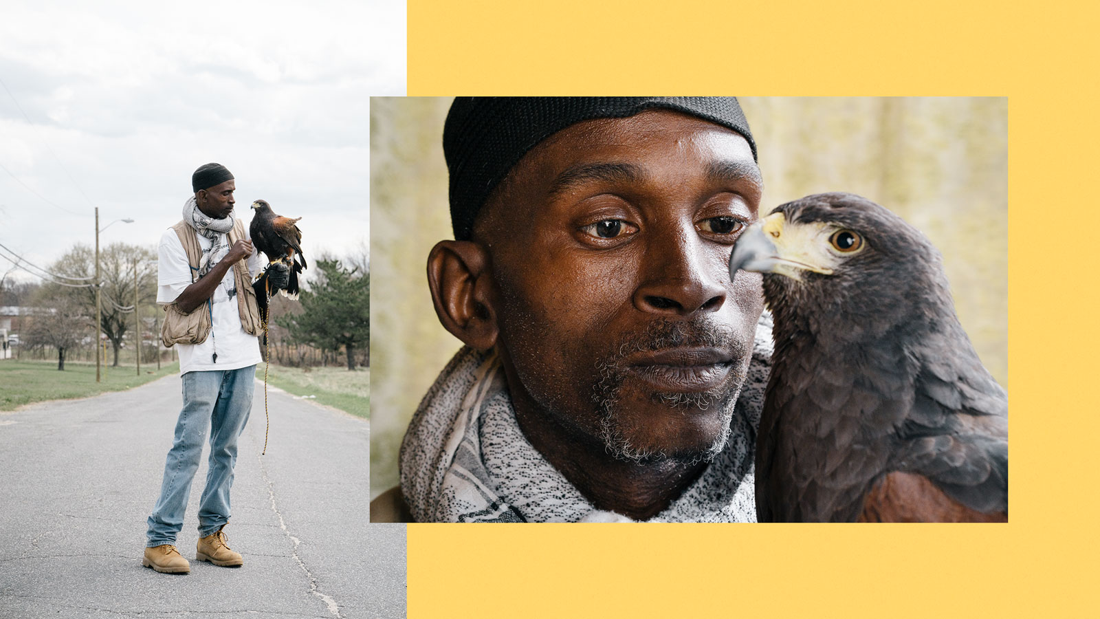 Man holding hawk