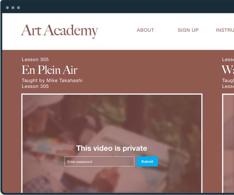Password protected video on Art Academy website