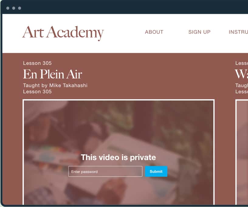 Video protegido por contraseña en el sitio de Art Academy