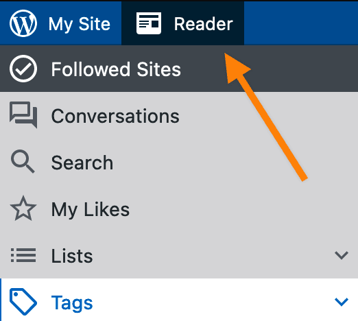 Reader is next to My Site on the right.