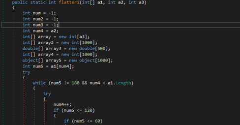 Obfuscated decompiled code