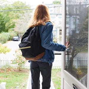 Teenage girl on her way to school