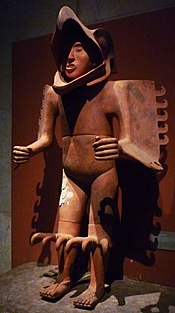 Magna statua ceramica bellatoris aquilini Azteci.