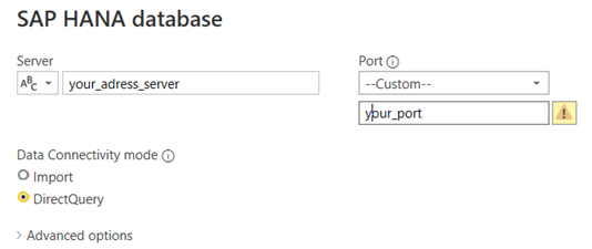 рис 4 - Подключение к серверу SAP Hana