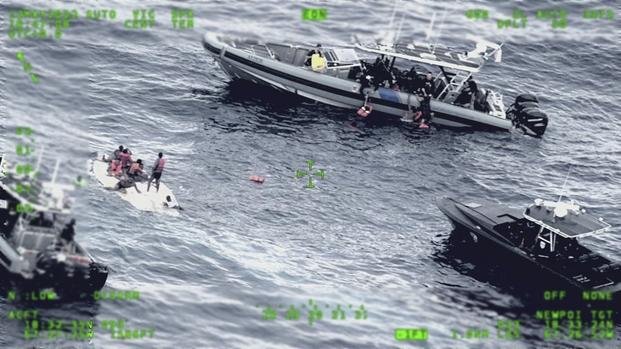 Coast Guard rescue boat in the waters northwest of Puerto Rico.