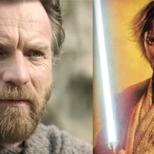 Ewan MacGregor in 'Obi-Wan Kenobi,' and Ewan MacGregor on the cover of 'Kenobi' 