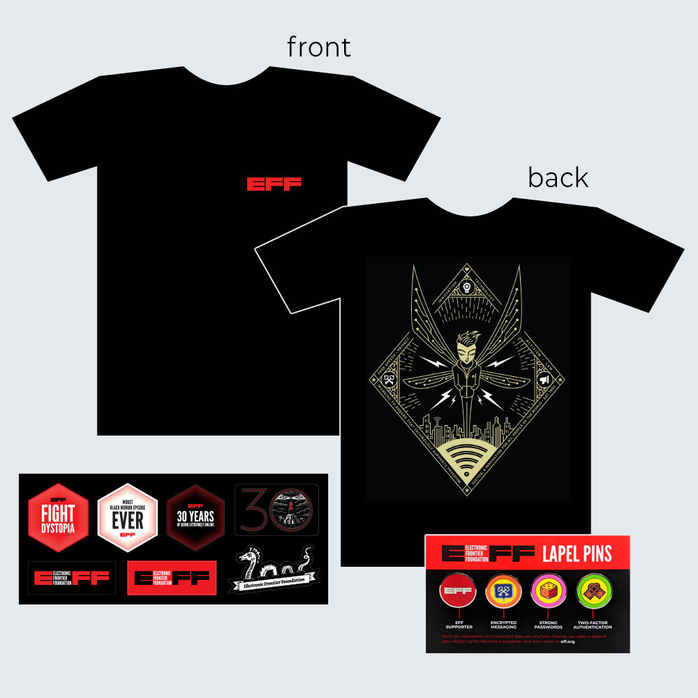 Donor Combo: Stay Golden T-Shirt, Sticker Sheet, & Enamel Pins