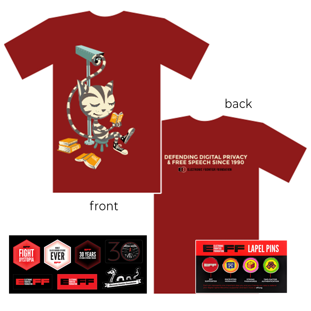 Donor Combo: Freedom Cat T-Shirt, Sticker Sheet, & Enamel Pins