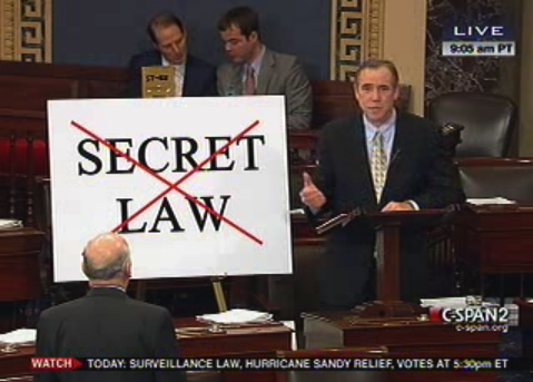 Senator Jeff Merkley urges his colleagues to reject secret laws in the 2012 FISA Amendments Act debate.