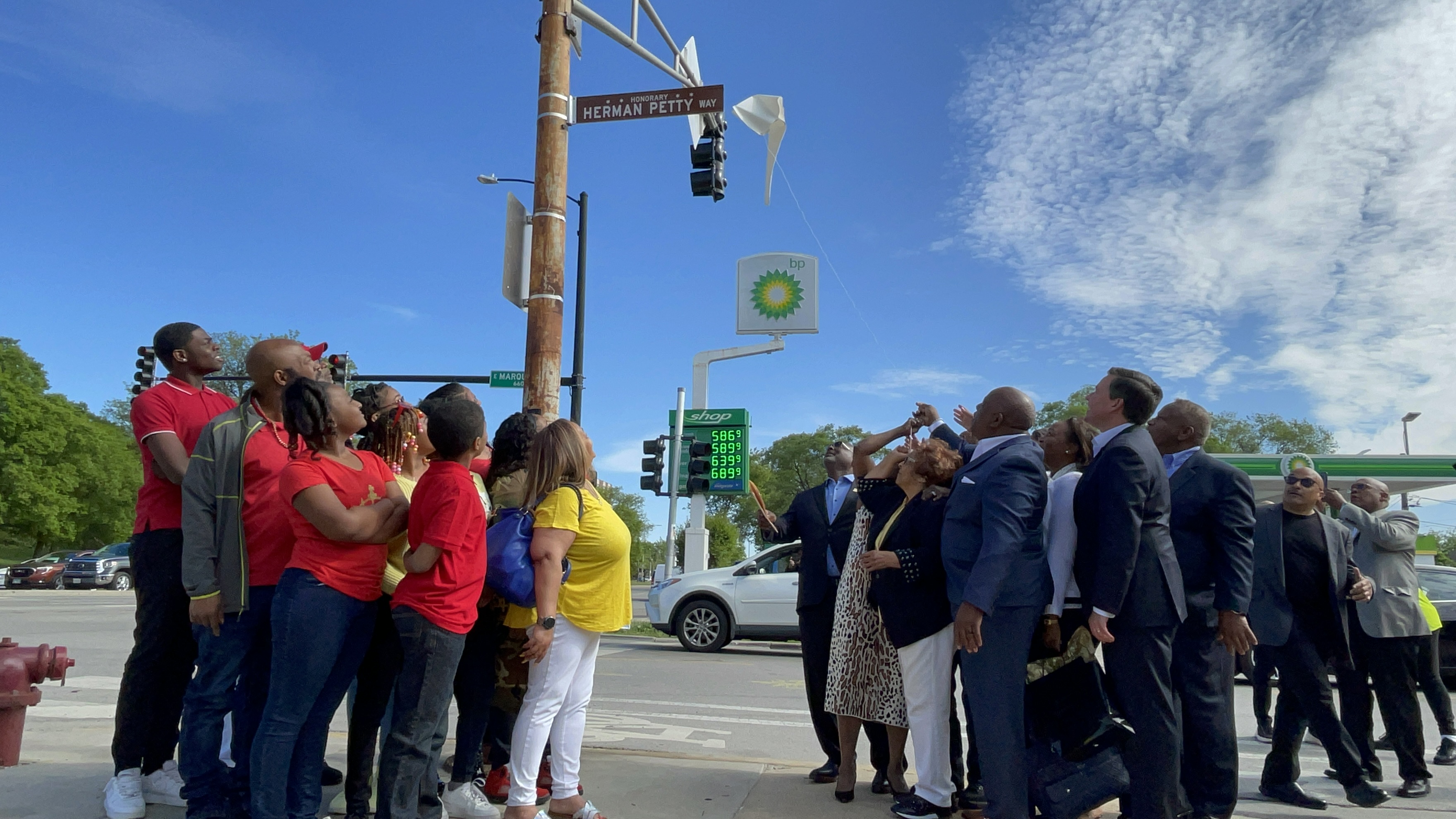 Petty Family revealing Herman Petty Way street sign