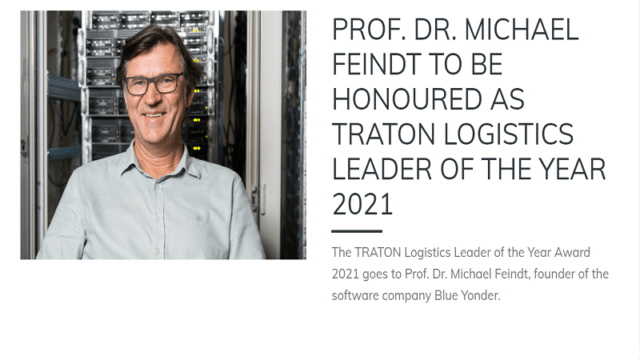 Logistics Hall of Fame: Prof. Dr. Michael Feindt to Be Honoured as TRATON Logistics Leader Of The Year 2021