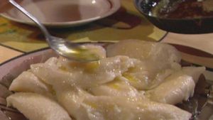 See Polish dumplings called pierogi being made