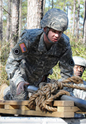 soldier holding American flag