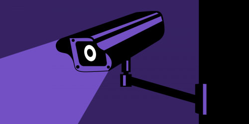surveillance camera, purple background