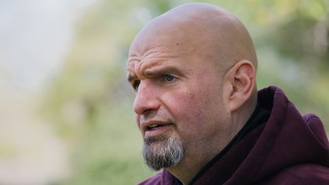 John Fetterman, lieutenant governor of Pennsylvania and Democratic senate candidate, speaks during a campaign event in Lebanon, Pennsylvania, U.S., on Saturday, April 30, 2022. Fetterman, the only candidate who has run statewide, leads the Democratic field with 33% in an Emerson College poll last month. Photographer: Michelle Gustafson/Bloomberg via Getty Images