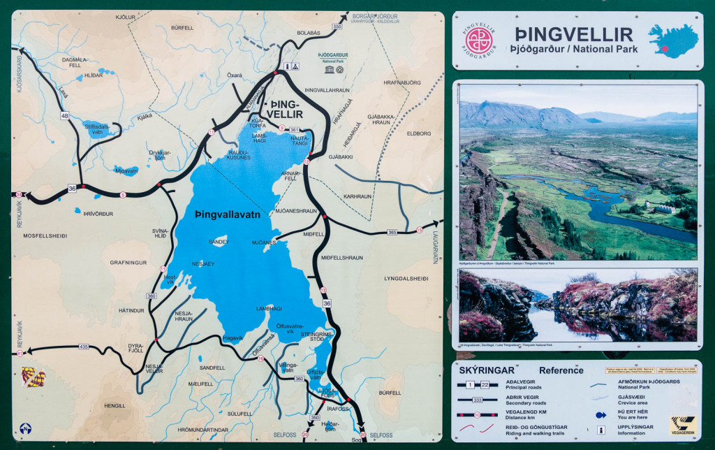 Map of Thingvellir National Park, Iceland