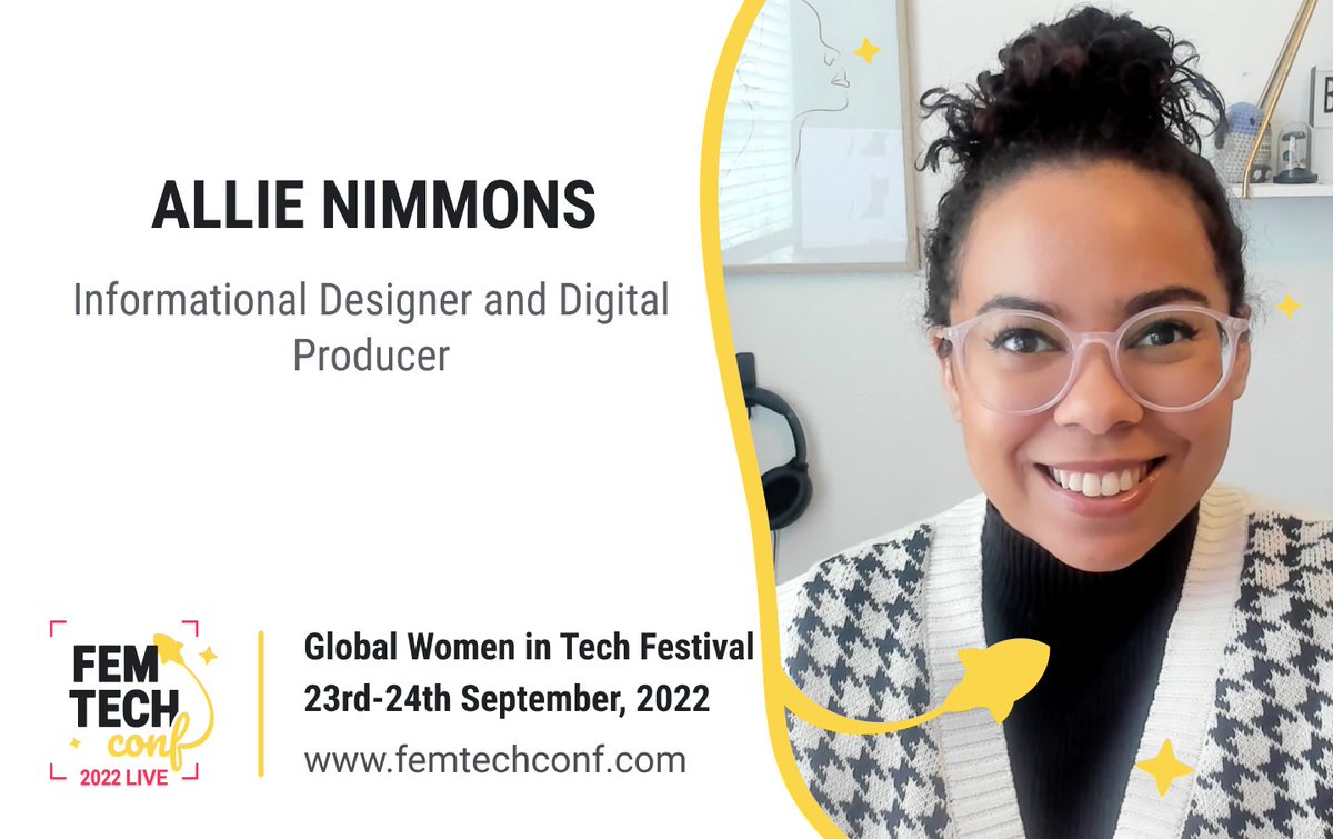 Speaker announcement for Allie Nimmons at the Global Women in Tech Festival