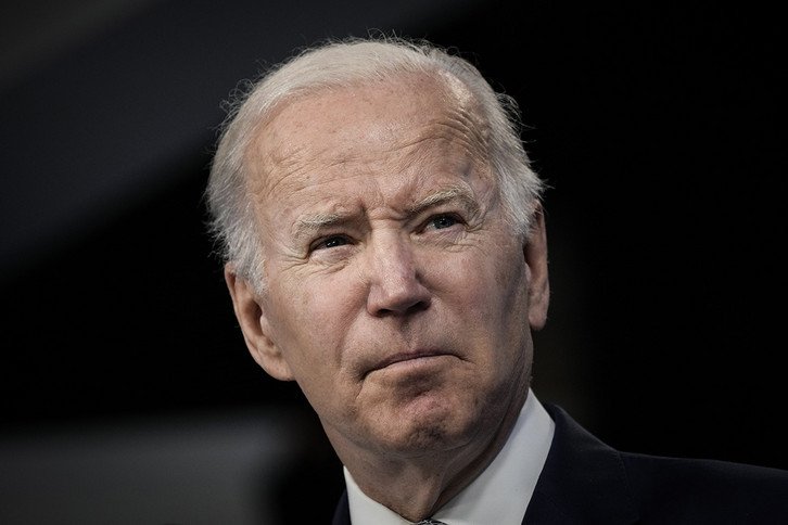 Joe Biden speaks in the South Court Auditorium on the White House campus.