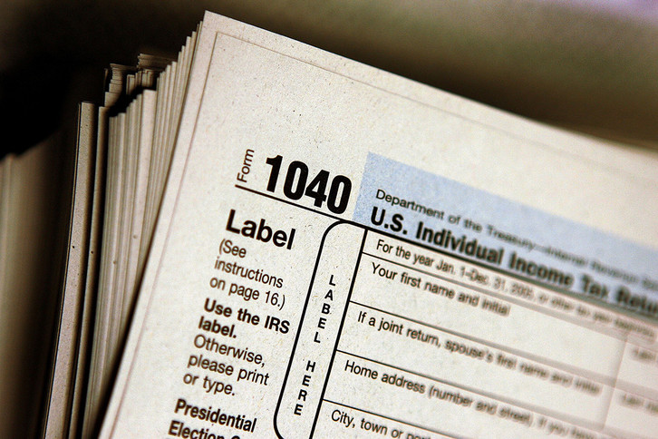 The top of a form 1040 individual income tax return
