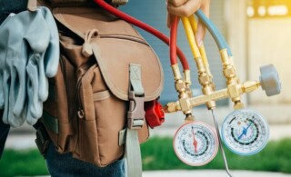 hvac expert technician at a home