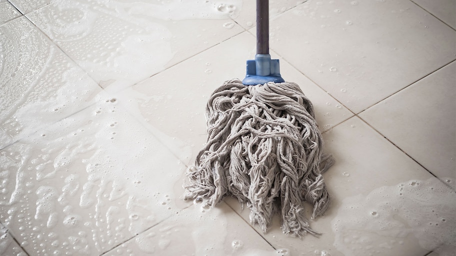 mop on tile floor 