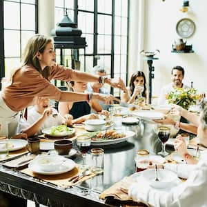 Family dining together at home