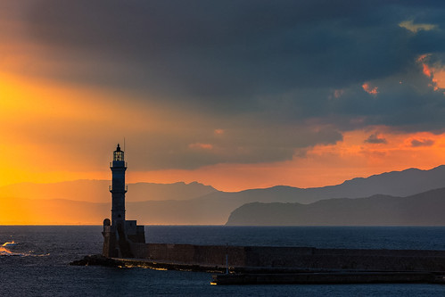 Sunset over Chania Harbour, Crete