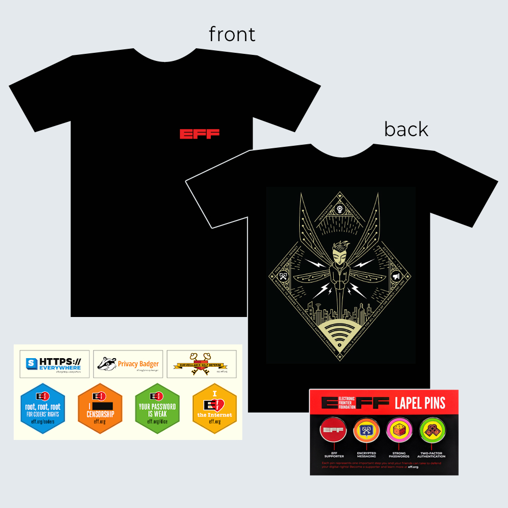 Donor Combo: Stay Golden T-Shirt, Sticker Sheet, & Enamel Pins