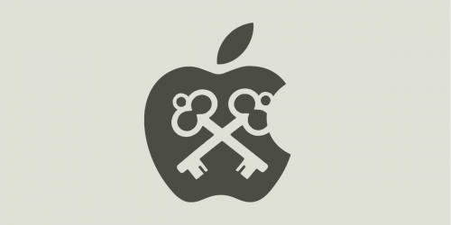 Apple logo with crossed keys