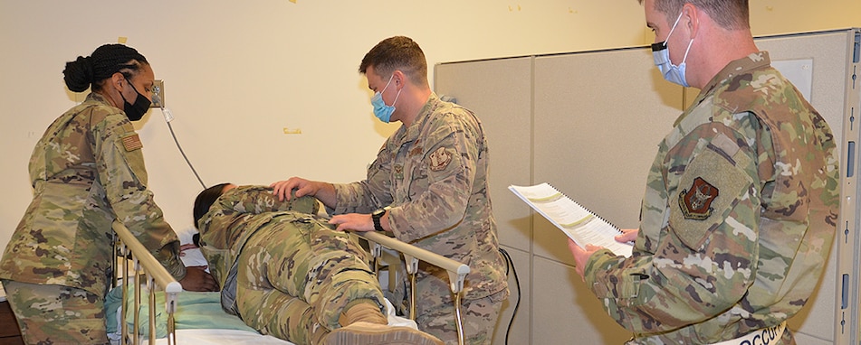 The Medical Education and Training Campus (METC) continues to train the world's finest Medics, Corpsmen, and Technicians - like these students in the physical therapy technician program - with extra safety precautions in place.