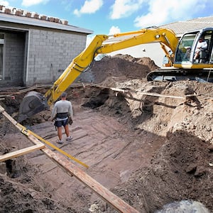 Pool excavation with equipment