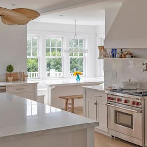 clean white kitchen appliances       